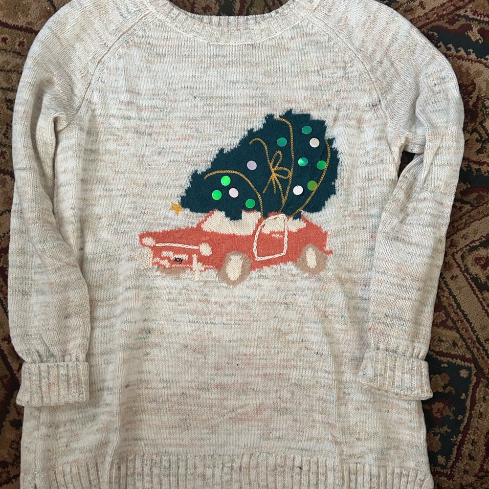 LC Lauren Conrad Cream and Green Cowl Neck Sweater